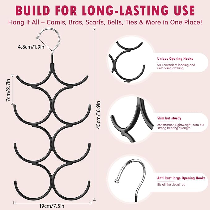 DOIOWN Tank Top Hanger,4 Pack Space Saving Hangers Bra Camisole Hanger,Small Closet Organizers and Storage for Dorm & Apartment Holds Camisoles,Bras,Scarfs,Ties,Belts