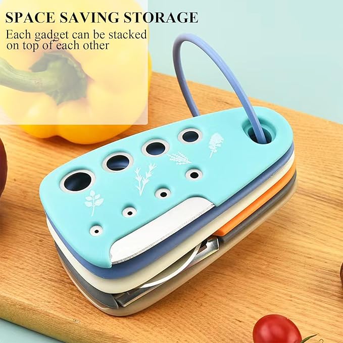 Kitchen Gadgets Set 6 Pieces, Space Saving Cooking Tools Kitchen Accessories-Garlic/Ginger Grinder, Cheese Grater, Vegetable/Fruit Peeler, Pizza Cutter, Herb Stripper, Bottle Opener, Gadgets Gift Set