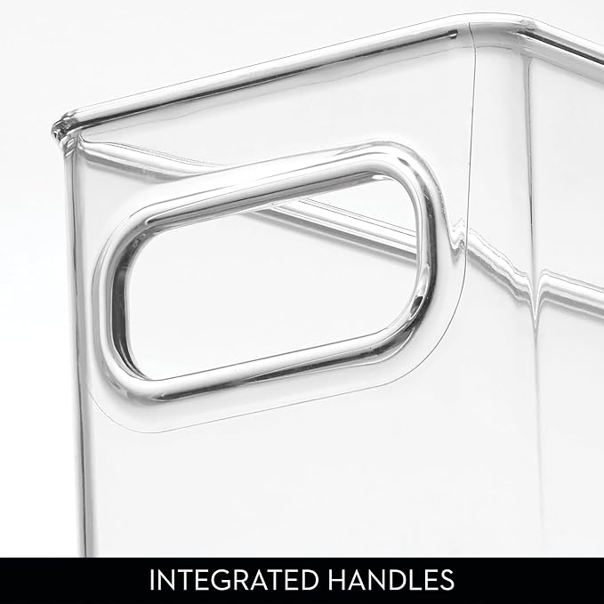 iDesign Stackable Fridge Bin with Handles, Set of 6, Clear | Ideal for Freezer or Pantry, Made in USA