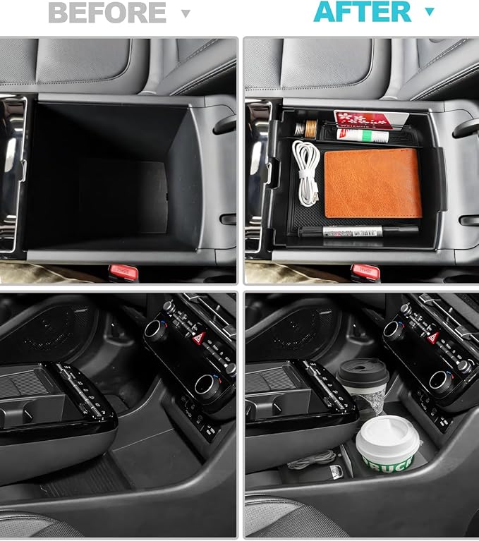 CDEFG 2Pcs Lower Center Console Tray Floor Console Organizer with Cup Holder Compatible with 2025 2026 Hyundai Tucson Limited Accessories Middle Console Storage Box