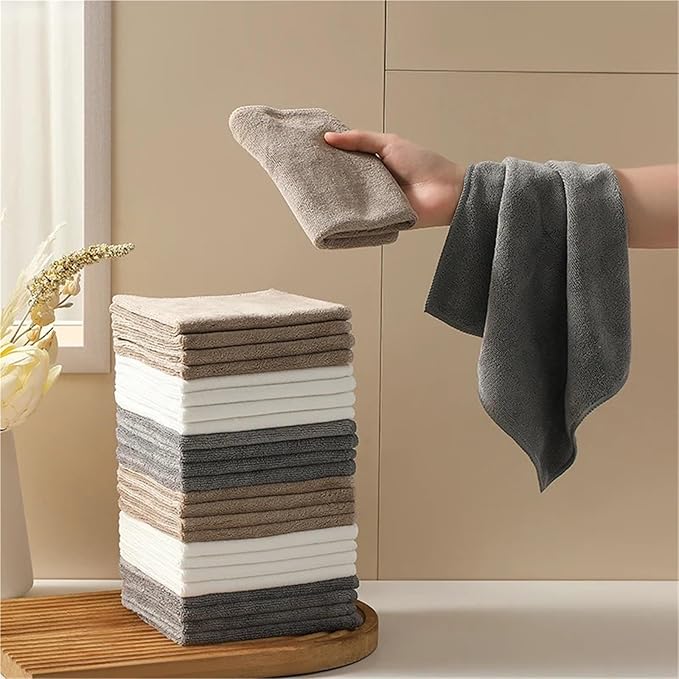 6/12 Pack Microfiber Cleaning Towels - Thickened Super Absorbent Cloths for Kitchen and Bathroom - Quick-Drying, Wet and Dry Use(Dark Gray,30-30Cm-12Pcs)