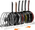 Puricon Pots and Pans Organizer Under Cabinet, Expandable Pot Rack with 10 Dividers, Lid Organizers Inside Cabinet, Cutting Board/Cookware/Bakeware/Baking Storage Holder for Kitchen -White