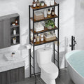 Kitsure Over The Toilet Storage Rack, 4-Tier Metal Frame | Small Bathroom, Space Saving Storage, Heavy Duty Metal Frame, Easy Assembly, Brown & Black, 72.6"H