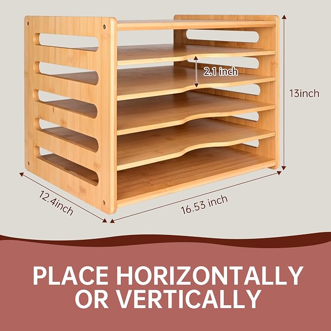 Cookie Sheet Organizer for Cabinet, 6 Tier Sheet Pan Organizer, Baking Sheet Organizers Inside Cabinet, Bamboo Kitchen Organizer for Bakeware and Cutting Board