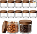Bumobum 8 oz Glass Mason Jars with Lids, Small Glass Container with Acacia Wood Airtight Lid, Wide Mouth Canisters for Chia Pudding Loose Tea Coffee Salad Snacks Yogurt Spice, 12-Pack
