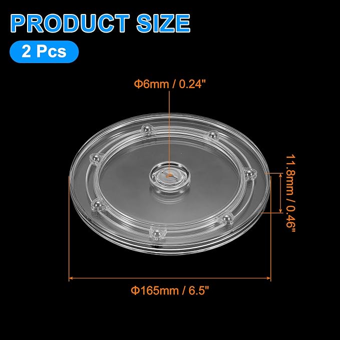 uxcell 2Pcs Acrylic Lazy Susan Turntable, 6.5 Inch Clear Turntable Organizer Ball Bearing 360 Degree Rotating Tray for Spice Rack Table Cake Kitchen Pantry Decorating Bathrooms
