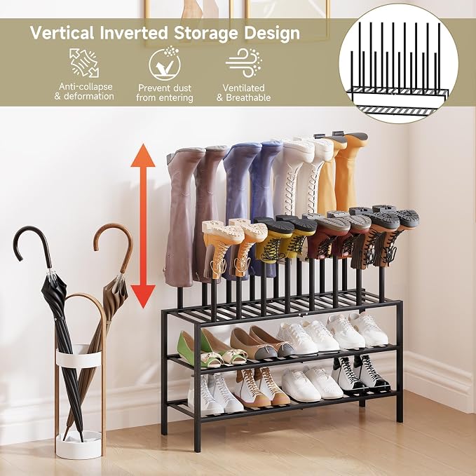 Detachable Boot Rack For Tall Boots Organizer,Outdoor Shoe Rack Storage | 3-Tier Multiuse Shoe Rack For Tall Boots,Closet Organizers And Entryway Storage,Suitable For All Seasons