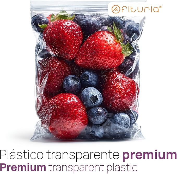 Ofituria Transparent Zip Bags 200 x 300 mm with Airtight Seal, Zip Bags for Food, Snacks, Freezing as well as Kitchen and Travel Organisation - Ofituria (200 Bags)