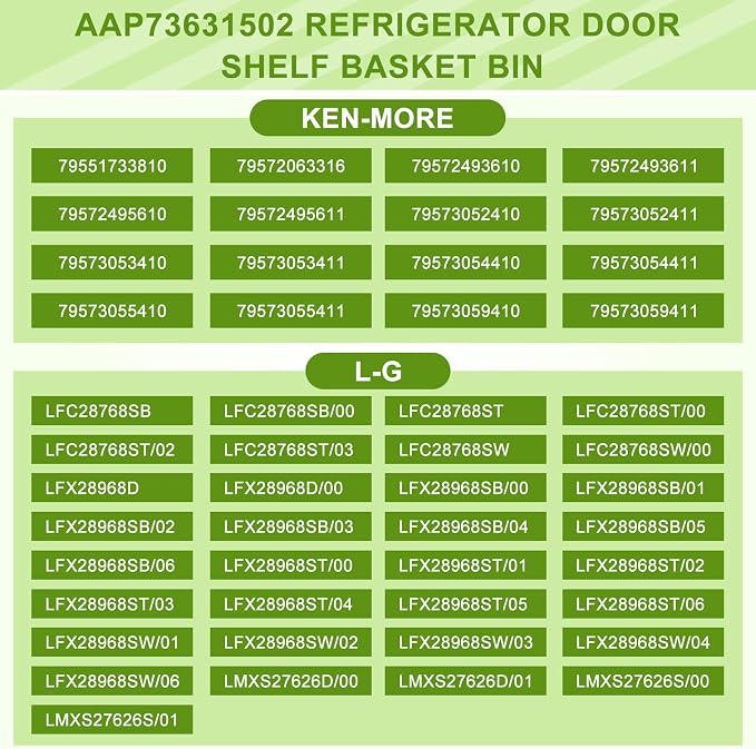 AAP73631502 LG Refrigerator Shelf Replacement (RIGHT) Compatible with Ken-more LG Refrigerator Door Bin LFX28968ST LMXS27626S - BY AMI PARTS