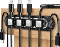 Dracool Magnetic Cable Holder 6 Slots Cable Clips Cable Management Wire Organizer Under Desk Self Adhesive Sticky for USB Cord Wall Nightstand Car Charging Power Office Home Wire Clips - Black