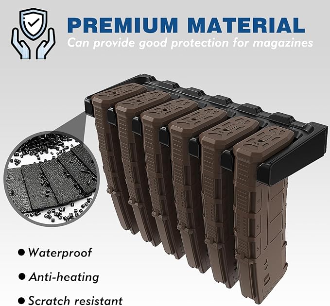 Aoanoko PMAG Rack Wall Mount,Mag Holder|AR Magazine Hodler|Wall Mount Display Mag Storage,Home Magazine Storage Rack,Mag Rack for Gun Safe,Locker,Cabinet,Wall