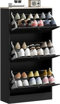 HOMCOM Narrow Shoe Storage Cabinet for Entryway with 3 Flip Drawers and Adjustable Shelves, Shoe Rack Organizer for 18 Pairs of Shoes, Black
