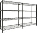 4-Tier Metal Storage Shelves, 60"W Heavy Duty Garage Shelving Unit 1060LBS Capacity, Adjustable Wire Standing Storage Shelf Organizer for Kitchen Pantry Home&Commercial, Convertible L-shaped Shelves