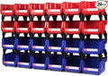 Stackable Parts Organizer 24 Pack (5x4x3 Inch), Small Parts Bins Wall Mounted Hanging Storage Bins for Screw, Hardware, Garage, Workbench & Office (Blue & Red)
