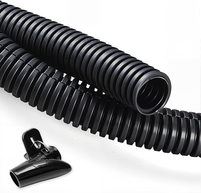 ZhiYo 20FT 1/2" Wire Loom Split Tubing, Black | Auto Wire Conduit, Flexible Cover, High Temperature Heat Resistant -40F to 257F, For Electrical Wires & Cables