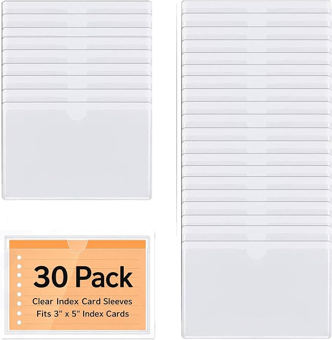 30pcs Self-Adhesive Business Card Protecror,Waterproof Clear Adhesive Label Pockets,Transparent Label Holder with White Card for Cabinet,Storage Bin,Supermarket,Bookself,Mailbox,Tag,Drawers