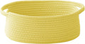 JMvicyroam Woven Basket,Small Rope Storage Bin with Handles & Ribbon Bag, Organizer for Shelves Closets,Gift Basket Empty for Birthday,Books,Dog Toys, Yellow