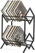 RUILALIFE 2-Tier-Vinyl-Record-Storage-Holder With Dividers, 200 LPs Albums Storage Rack Shelf, Steel Music Records Display Shelf Organizer For Book, Magazine, Files