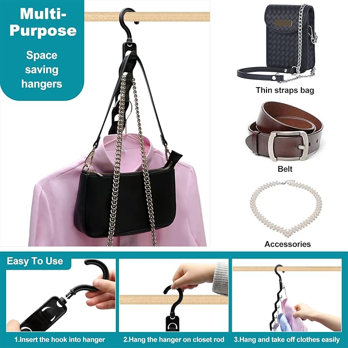 Closet Organizers and Storage,Upgraded Organization and Storage Clothes Hanger,8 Pack College Dorm Room Essentials,Sturdy Closet Organizer Home Essentials Space Saving Hangers for Thick Clothe