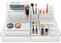 27 PCS Clear Plastic Drawer Organizer Set, 4 Sizes Acrylic Drawer Storage Trays Non Slip Storage Bins for Makeup, Jewelry, Gadgets for Kitchen, Bedroom, Bathroom, Office