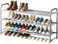 LINZINAR 3 Tier Long Shoe Rack for Closet Metal Shoe Organizer for Entryway | Spacious design stores 20+ pairs of shoes,durable metal frame,space-saving organizer for closet, hallway, and Entryway Grey