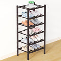 Smiry Bamboo Shoe Rack for Closet, 6 Tier Small Wooden Shoe Organizer, Stackable Wood Shoe Storage Shelf for Entryway, 14 Vertical Slats, 3+3 Stack Heavy-Duty Legs, 17.32"x11.02"x36.61", Brown