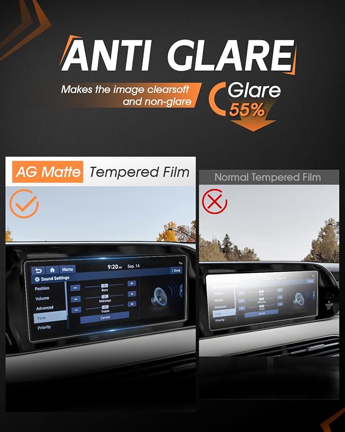 CDEFG Matte Anti Glare for 2023-2025 Hyundai Palisade Screen Protector 2023 2024 2025 Palisade (SE, SEL, XRT, SEL Premium, Limited, Calligraphy, Calligraphy Night Edition) Accessories 12.3" Matte Tempered Glass