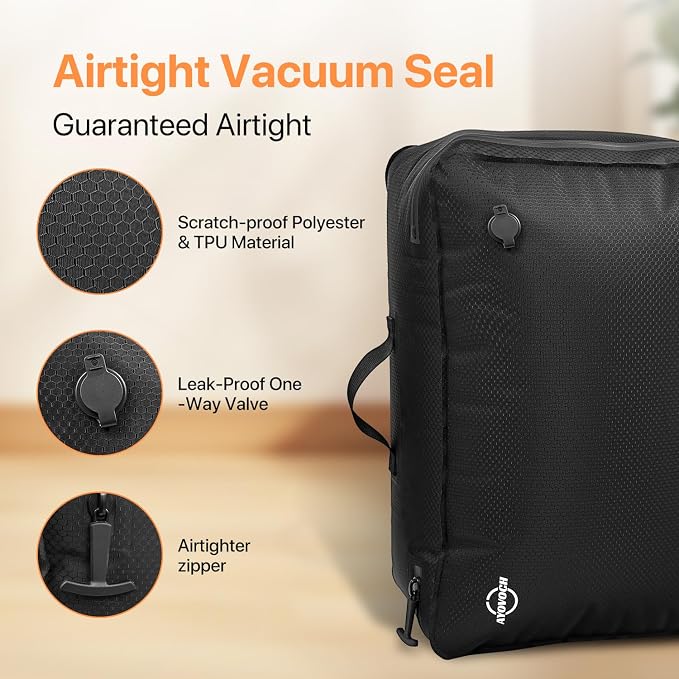 Travel Vacuum Bags with Wireless Pump 70L, 24in Vacuum Bags for Travel Reusable, IP68 Waterproof, Fits 20/24/28in Suitcase, Backpack, Home Storage (2PC + Pump) | 70L, 24in Vacuum Bags, Reusable, IP68 Waterproof, Fits 20/24/28in Suitcase, Backpack, Home...