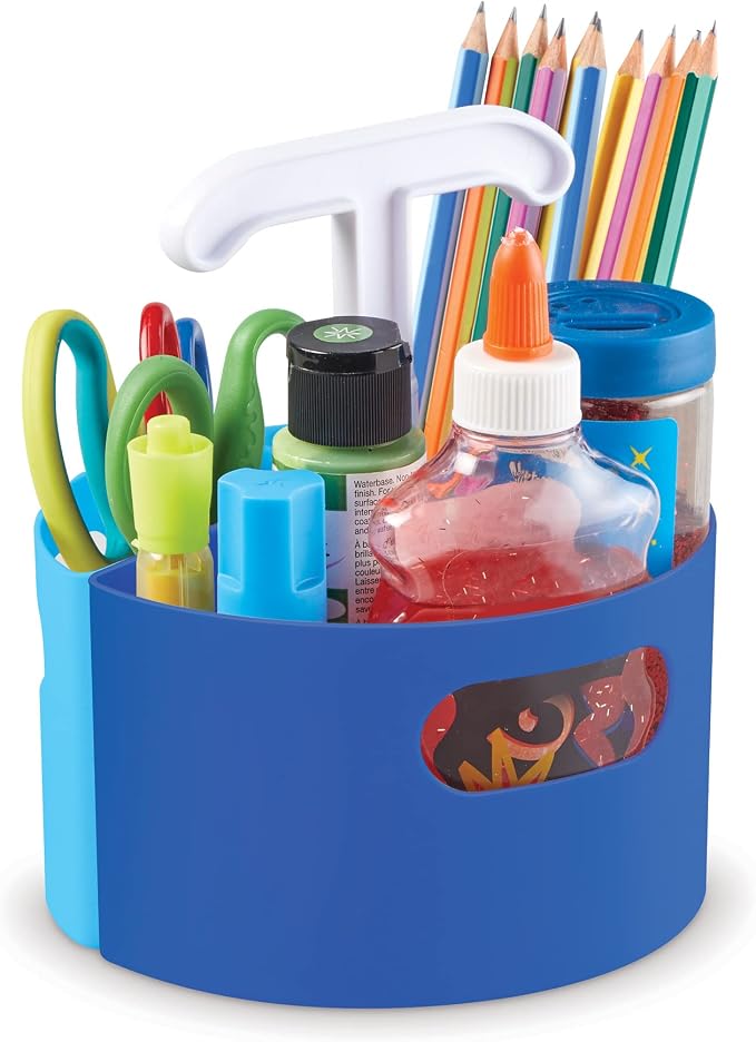 Learning Resources Create-a-Space Storage Mini Center Blue - Desk Caddy Organizer for Kids, Art Supplies Classroom Organizer, Homeschool Supply Organizers and Classroom Storage, Marker Holder | Desk Caddy Organizer for Kids, Art Supplies Classroom Orga...
