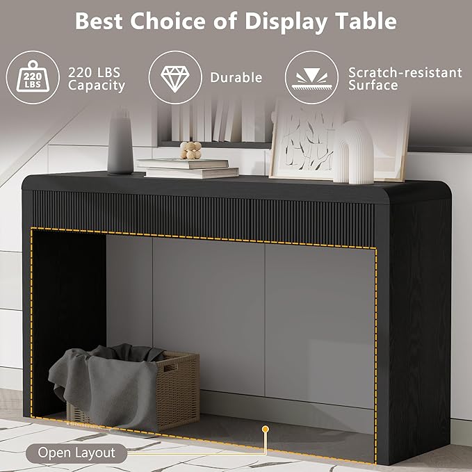 Modern Entryway Console Table 55-Inch Entry Sofa Table with Storage Drawers for Living Room Hallway Accent Furniture, Black