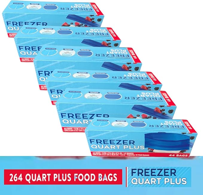 Freezer Storage Bags with Double Zipper Seal, 1.5-Quart Size, 264 Total Bags