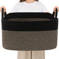 65L Collapsible Woven Rope Laundry Basket with Handles,Black/Jute | 21x16x12 Foldable Rectangular Blanket Basket for Toys, Clothes & Pillows,Ideal for Nursery, Bathroom, Bedroom, Living Room