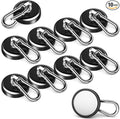FINDMAG Heavy Duty Magnetic Hook, 150LBS+ Strong Black Magnetic Carabiner with Hooks, Neodymium Magnets Hooks for Hanging, Magnets with Swivel Carabiner Hook for Cruise Cabins, Home, Garage, 10 Pack