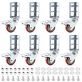 QWORK 3" Boltless Rack Caster Wheels, 8 Pack Storage Shelf Accessories, Heavy Load 1000 lb Capacity for Garage, Warehouse & Workshop Shelving, 8-11/16" Total Height, 2-1/16" Side Length
