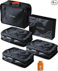 Vacuum Bags for Travel with Pump,Reusable Compression Packing Cubes to Save Space for Luggage and Backpack with IP68 Waterproof,Vacuum Seal Bags for Clothing travel (Black, 4Pack)