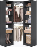 Besiost Corner Closet System with 12 Shelves, 39.2" Corner Closet Organizer System with 2 Hanging Rods, Versatile 6-Tier Walk-in Closets for Corner Space, Black (39.2" L x 39.2" W x 80" H)