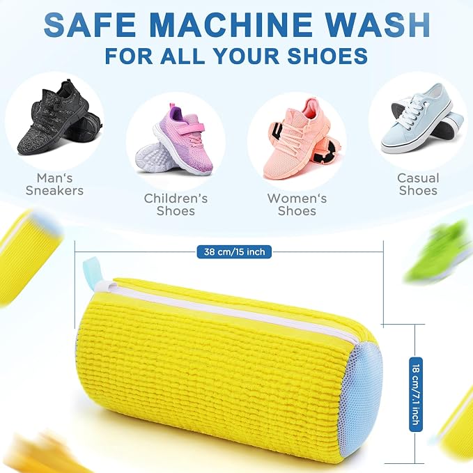 Aship Shoe Washing Machine Bag 2PC - Heavy-Duty Laundry Shoe Bag for Washer & Dryer, Restores Sneakers to Brand New, Noise-Reducing, Reusable Shoe Cleaning Bag for Sneakers/Running Shoes