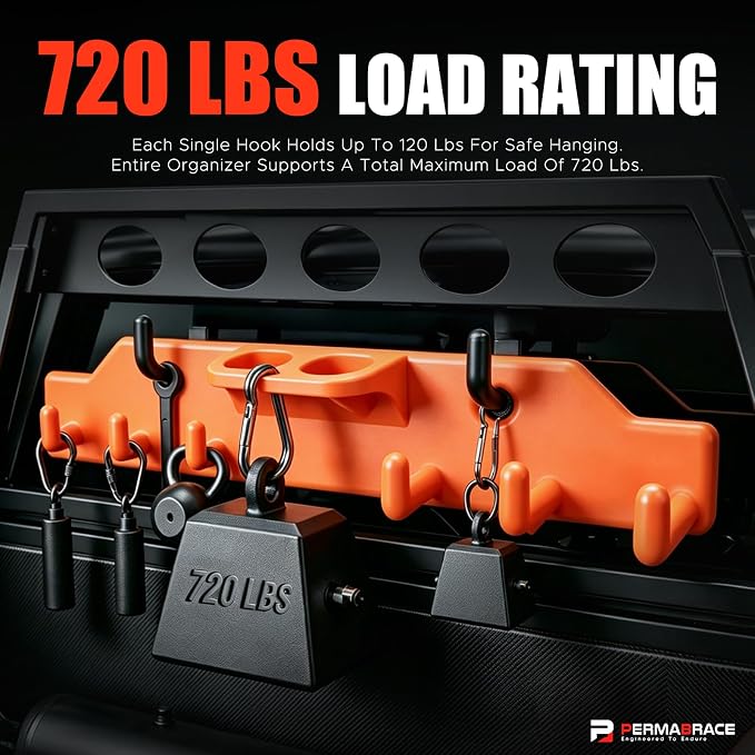 Lineman Bucket Truck Tool Board Hook Organizer,4 Mount Hooks (2×3" & 2×2") | For Aerial Basket Work,4 Multi-Size Mount Hooks (2×3" & 2×2"), Heavy Duty Weatherproof Polypropylene Tool Storage Rack