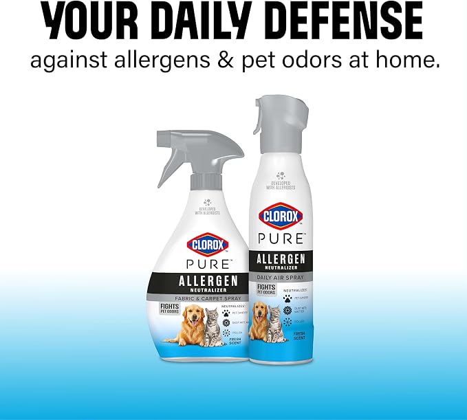 Clorox PURE Allergen Neutralizer Daily Air Spray, Fights Pet Odors, Fresh Scent, 8 Ounces (Pack of 2)
