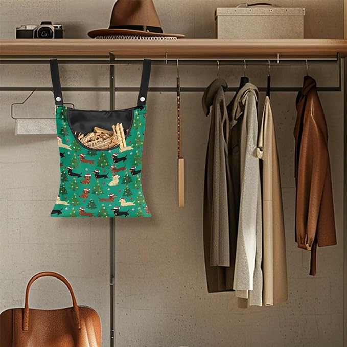 Dachshund Clothespin Pouch Clothespin Bag with Hanging Hook Christmas Tree Waterproof Clothes Pin Hanging Bag Space-Saving Clothespins Storage Organizer Clothesline for Outdoor