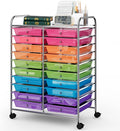 COSTWAY 20-Drawer Rolling Storage Cart, Utility Storage Organizer Cart | For Tools, Scrapbook, Paper, Craft, Multipurpose Storage Trolley on Wheels for Home Office School (Rainbow)