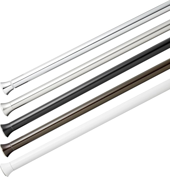Amazon Basics No Drill Spring Tension Curtain Rod, Adjustable 36-54" Width, Bronze, Classic Finial