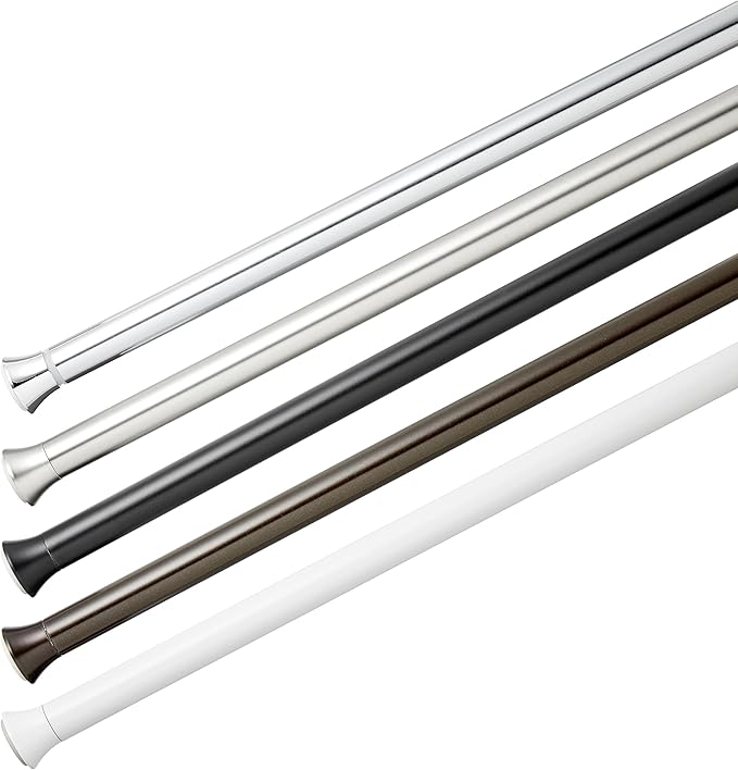 Amazon Basics Tension Curtain Rod, Adjustable 36-54" Width, Nickel, Classic Finial