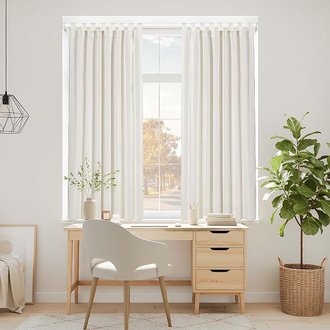 2 Pack Spring Tension Curtain Rod 32-76 inch, Adjustable Expandable Tension Curtain Rod No Drilling, Tension rods for Window Doorway Kitchen Curtain, White