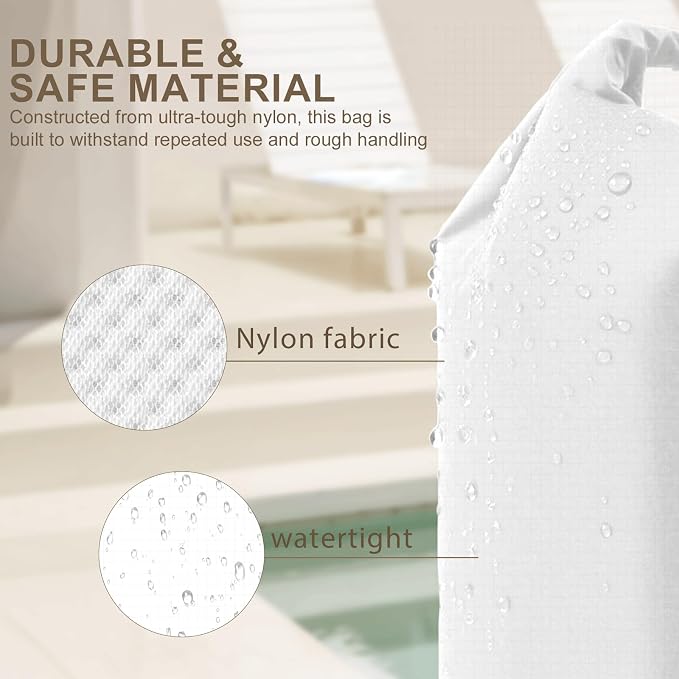 Travel Laundry Bag, Pump Free Vacuum Compression Dirty Clothes Bag Reusable Wet Dry Bags Large Capacity Space Saver Bags Camp Washable Clothes Organizer for Sports Dorm Laundromat (1 Pcs)(White, M)