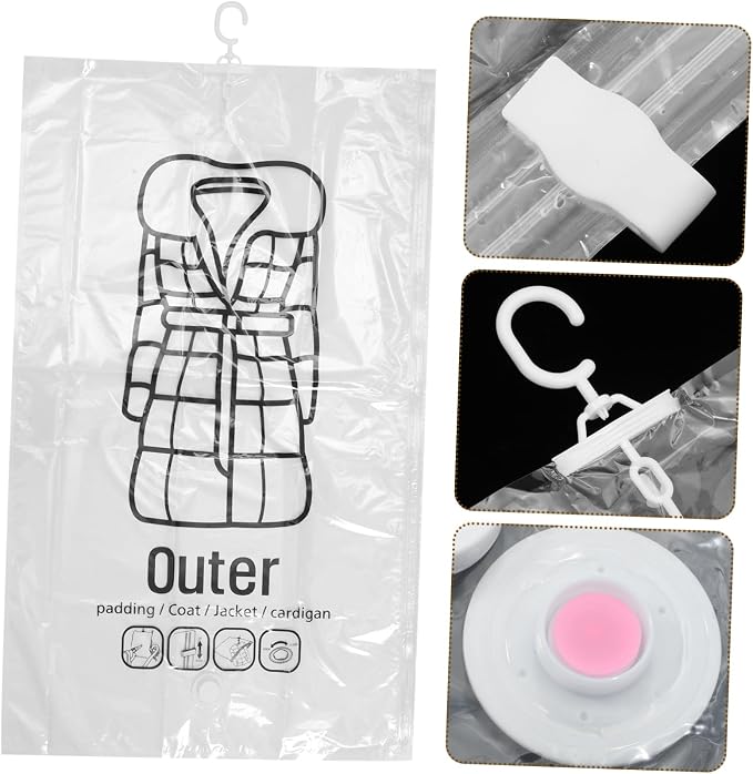 2pcs Hanging Vacuum Storage Bags for Clothes Space Saver Compression Bags Waterproof Vacuum Sealing for Travel