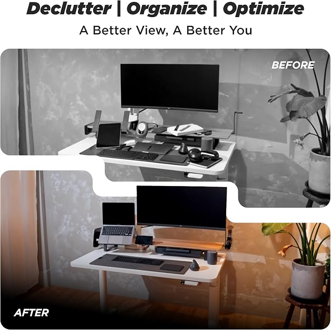 ULTRARM Moodular Wooden Monitor Stand Desk Organizer, Standard 33.4" Walnut | Customizable Organized Workspace, Aluminum Slide Rails, 10 Add-Ons Sold Separately: Storage Drawer, Tablet, Phone & More