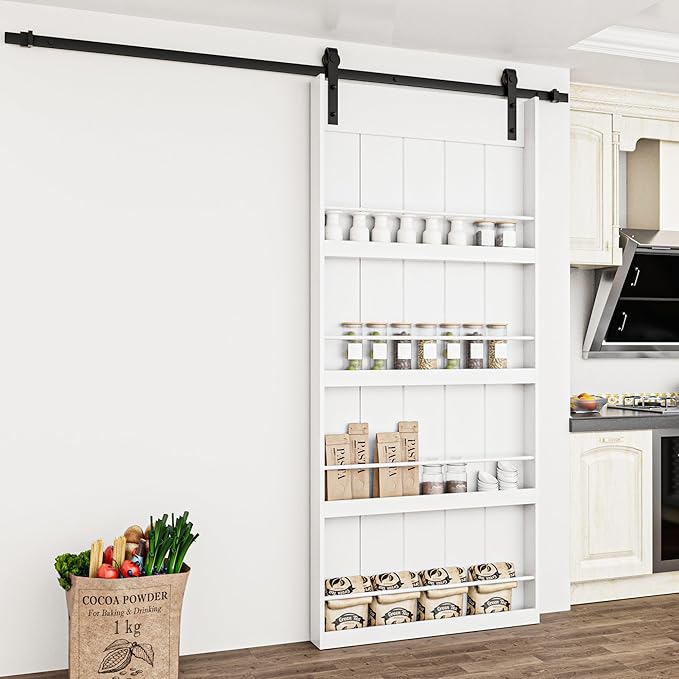 Sliding Barn Doors -Four Levels Bookshelf Style Design Installation Hardware Kit Included,36'' x 84''