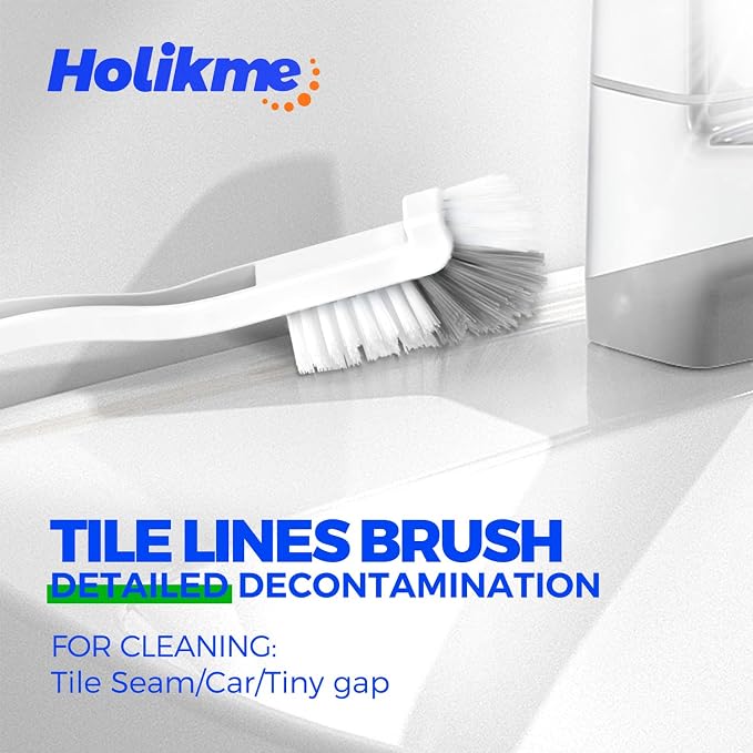 Holikme 7 Pack Deep Cleaning Brush Set, Scrub Brush, Grout Brush, Pool Brush, Scrub Pads with Scraper Tip Scouring Pads, for Pool Walls, Bathroom, Floor, Bike, Tub, Shower and Kitchen Surface (Blue)