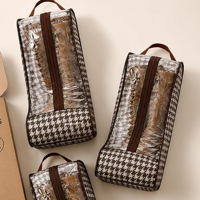 2-Pack Tall Boot Storage Bag Organizer for Closet and Travel, Portable Dustproof Bags for Cowboy, Equestrian Riding & Wide-Calf Boots, Clear Window Shoe Protector for Checked Luggage Packing, 18.9"